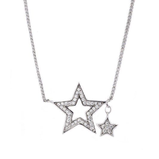 Premium cubic zirconia double star necklace