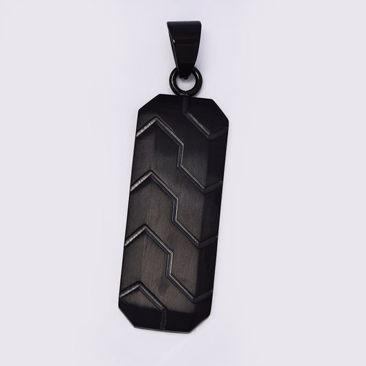 Stainless steel black dog tag pendant with geometrical pattern - AB11830I