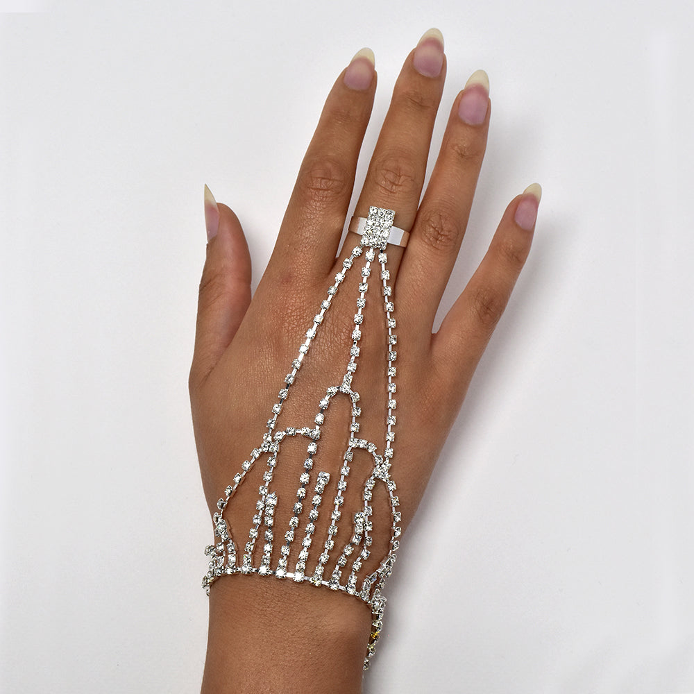 Fashion cascading crystal hand bracelet - ABB1174