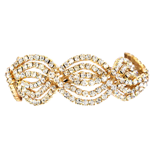 Fashion gold crystal cross over wave bracelet - ABB2023