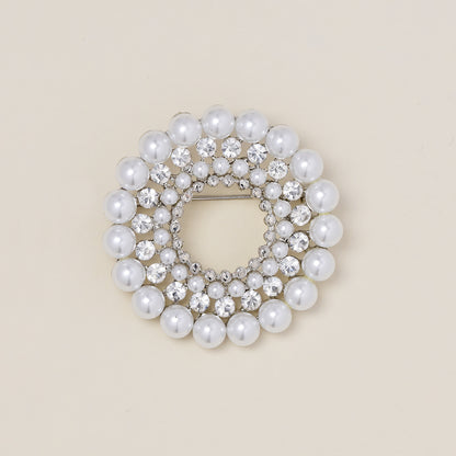 Fashion classic pearl and crystal wreath brooch - ABBR1014