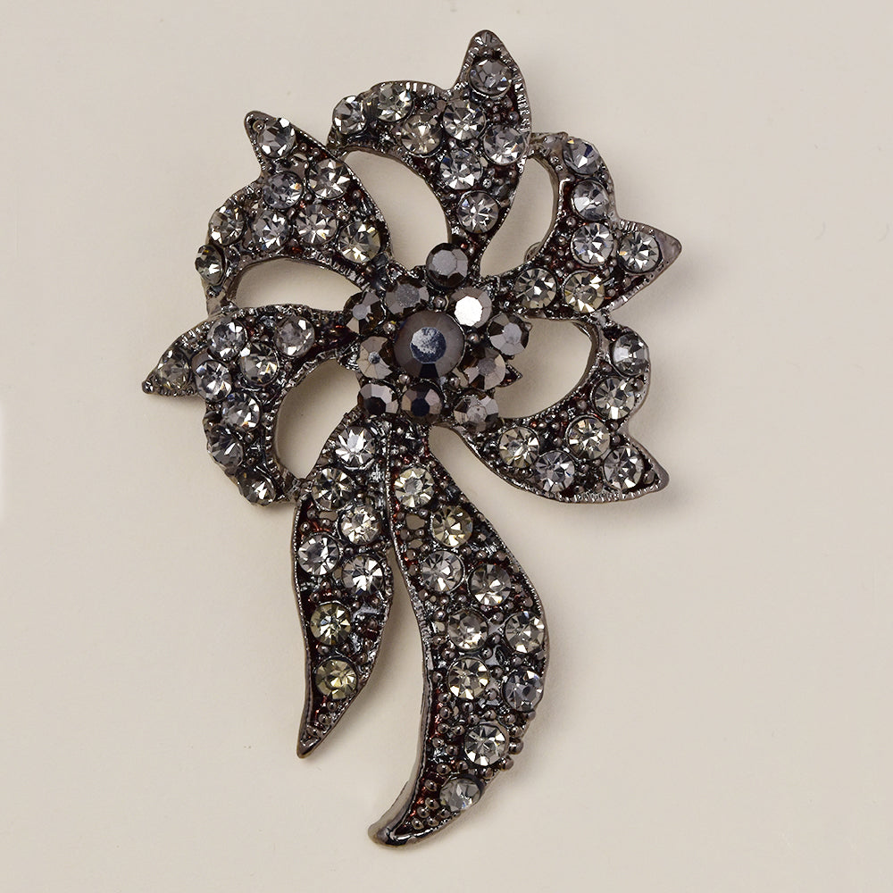 Fashion antique gun metal flower brooch - ABBR1015