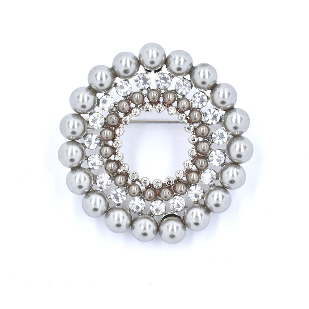 Fashion classic pearl and crystal wreath brooch - ABBR1014