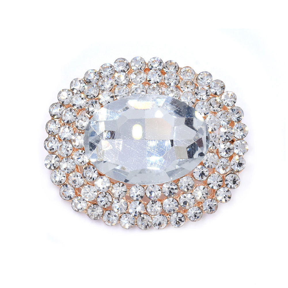 ABBR1028 - Oval diamante brooch