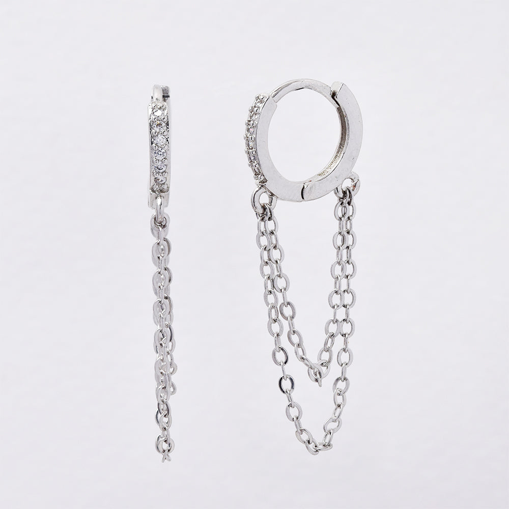 Fashion double chain link huggies - ABE1331