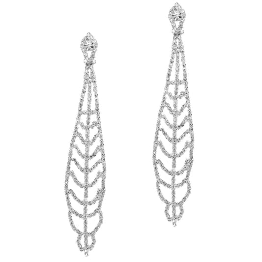 Fashion open diamante leaf design statement earring - ABE2019