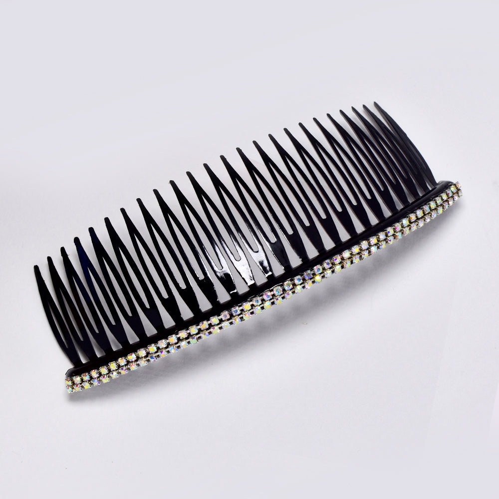 Black large AB crystal hair comb - ABH1017