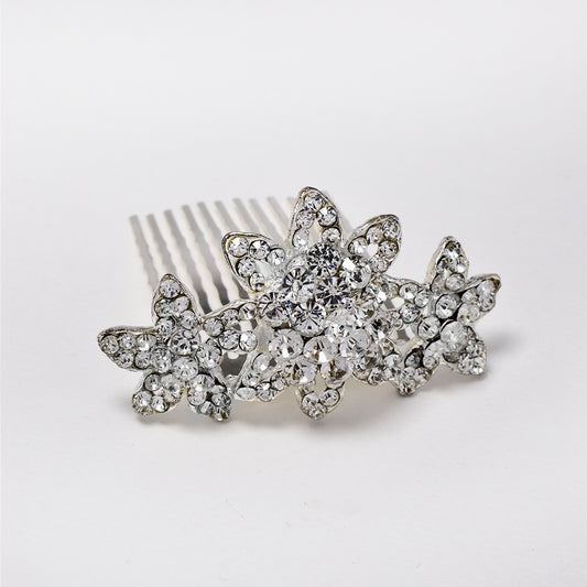 4 flower crystal hair comb - ABH1066