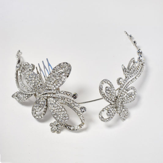 Statement crystal butterfly decorative hair comb - ABH1076