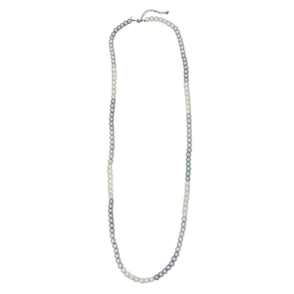 Fashion grey and white long pearl necklace - ABN058