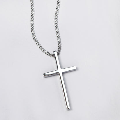 Stainless steel gold plated plain cross necklace - ABSSN05I