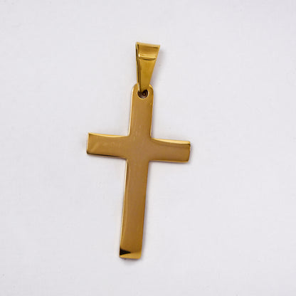 Stainless steel 35mmX20mm plain gold cross pendant - NCSSP049