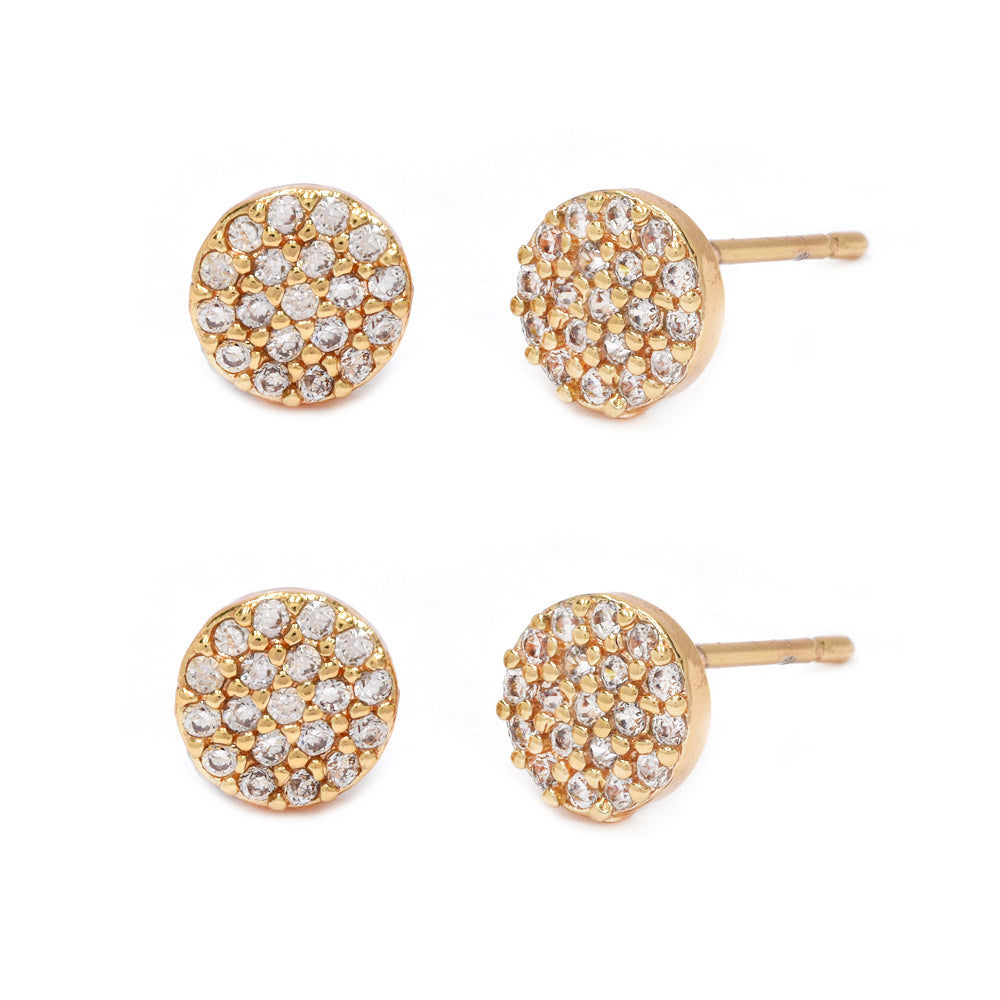 2 Pack premium 6mm round cluster CZ stud earrings