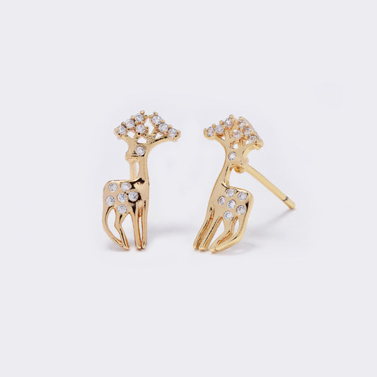 Premium gold plated CZ deer studs - CZYE5669