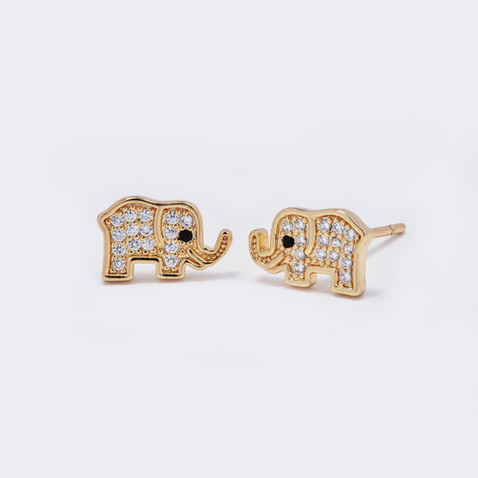 Premium gold plated CZ elephant studs - CZYE5674