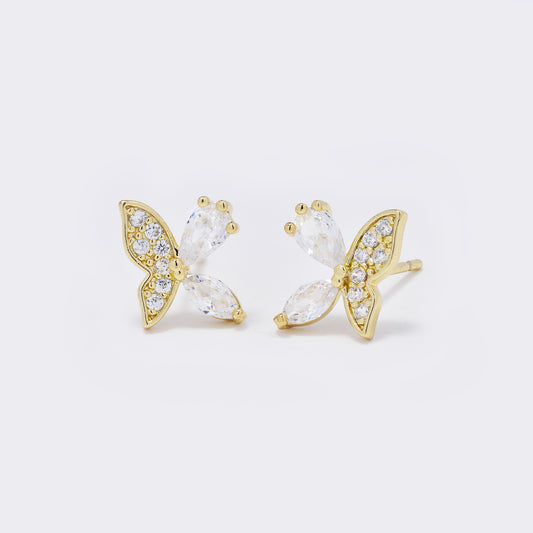 Premium gold plated CZ butterfly studs - CZYE5680