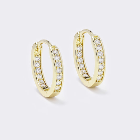 Premium gold plated in and outside CZ hoops - CZYE5681