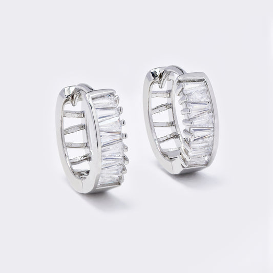 Premium silver plated CZ cutout hoops - CZYE5684