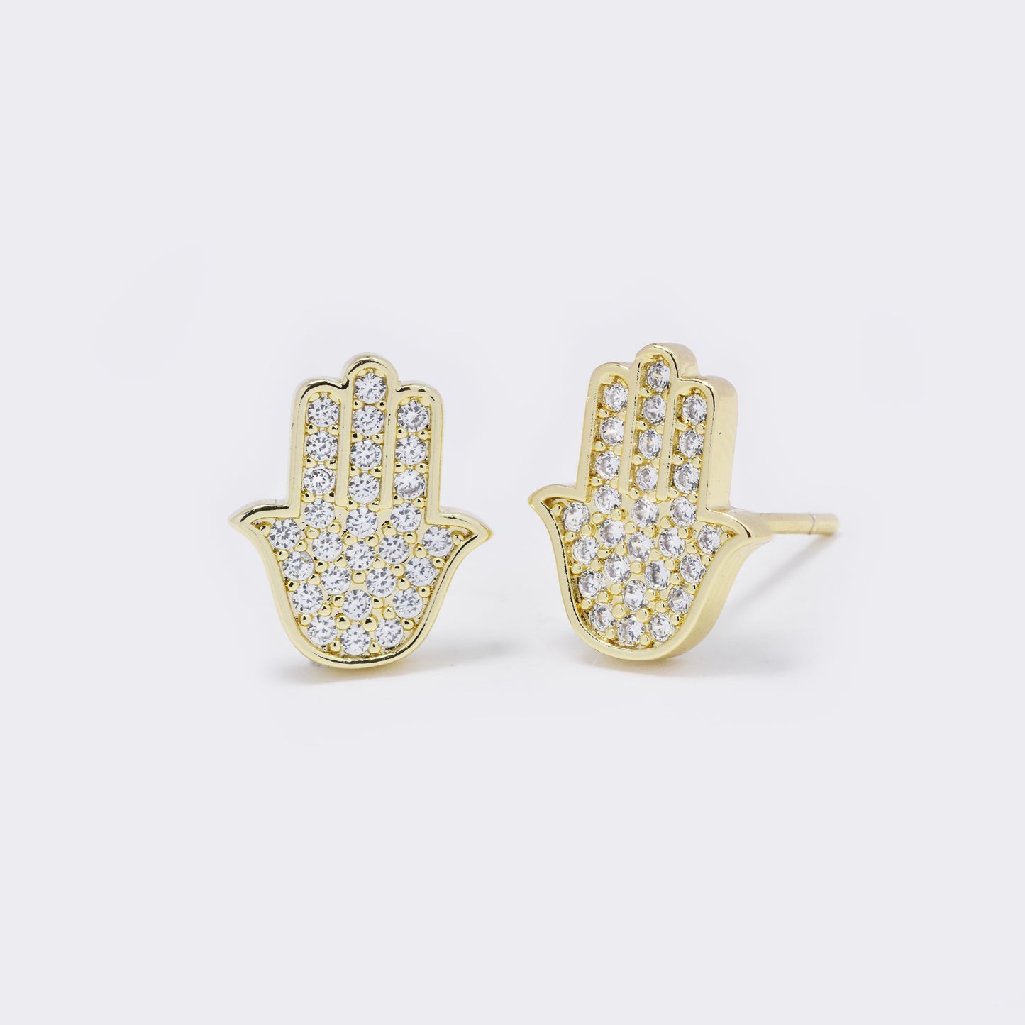 Premium gold plated CZ Hamsa studs - CZYE5688