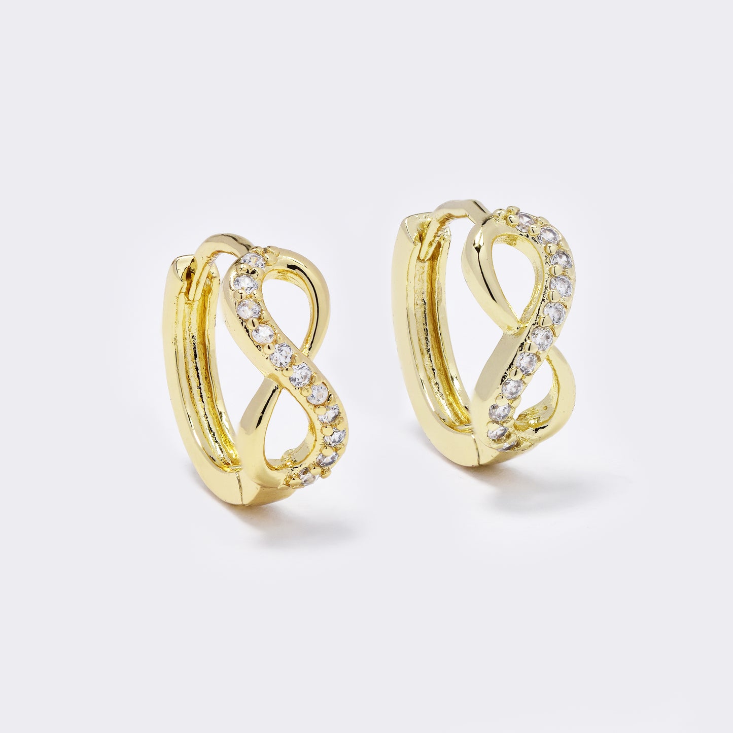 Premium gold plated half CZ infinity hoops - CZYE5689