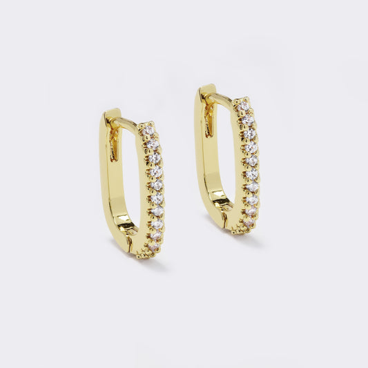 Premium gold plated 15x2mm oval CZ hoops - CZYE5719