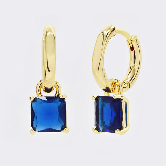 Premium gold plated sapphire drop earrings - CZYE5726