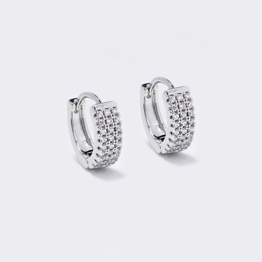 Premium silver plated 13x4mm round CZ hoops - CZYE5727