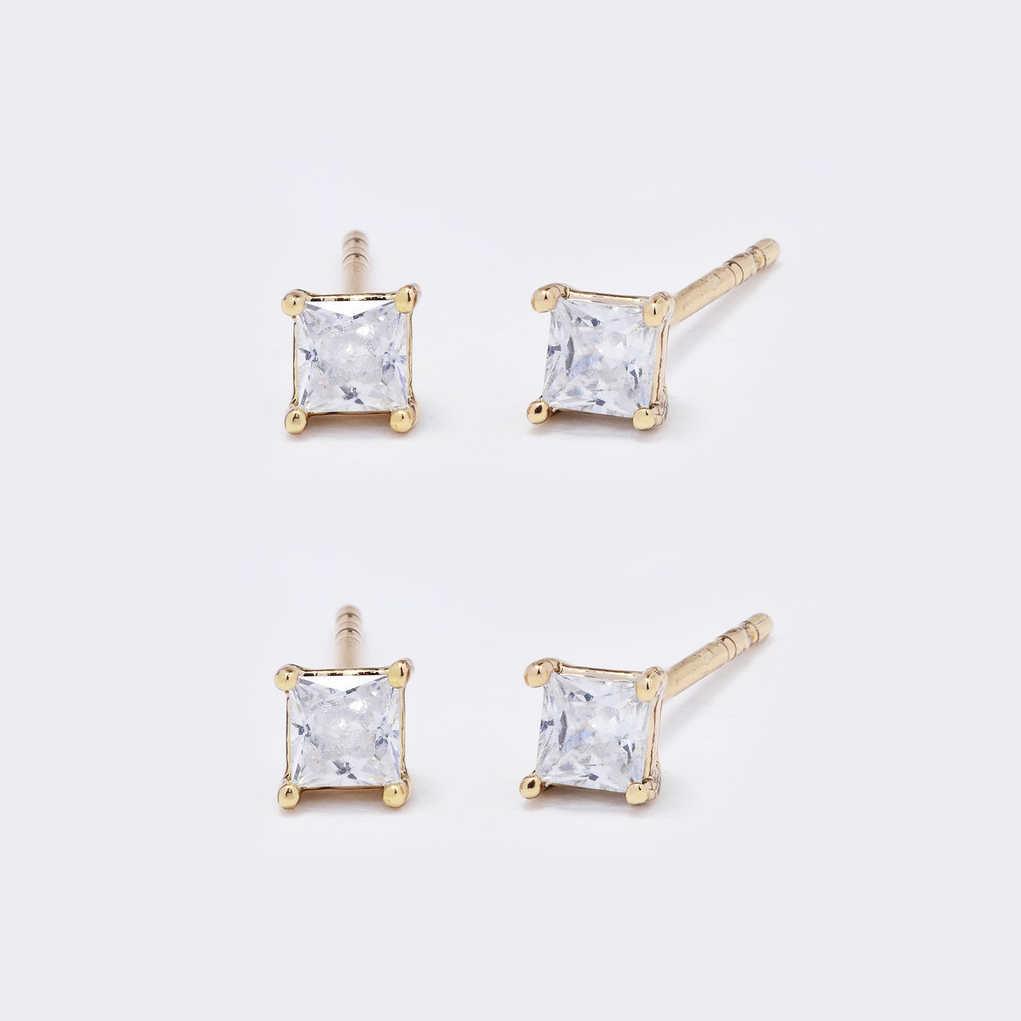 3mm Rose gold square studs - 2 pack - CZYE5777