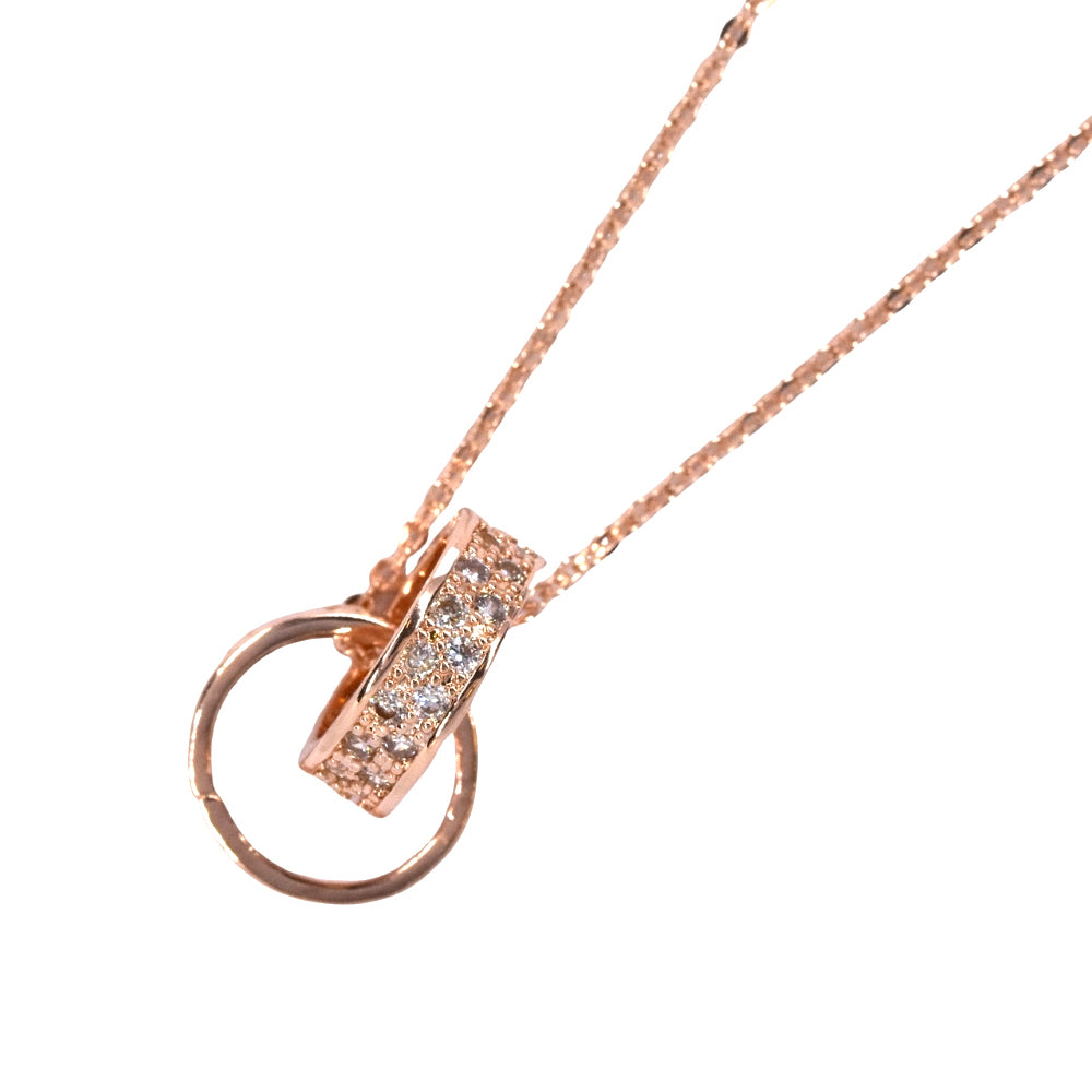 Premium linked cubic zirconia ring rose gold necklace