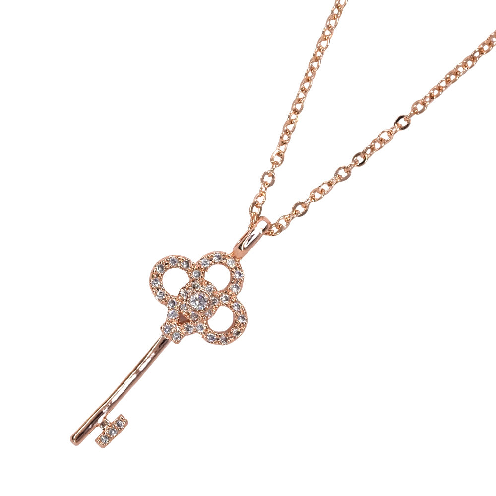 Premium cubic zirconia decorative key rose gold necklace