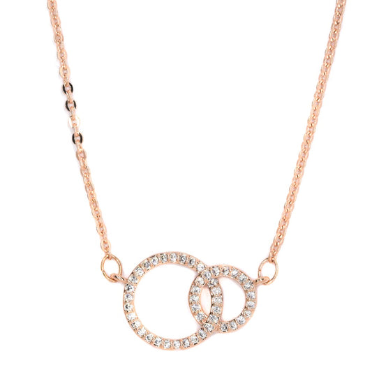 Premium rose gold cubic zirconia round linked necklace