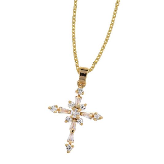 premium cubic zirconia decorative cross necklace