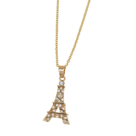 Premium cubic zirconia Eiffel Tower necklace