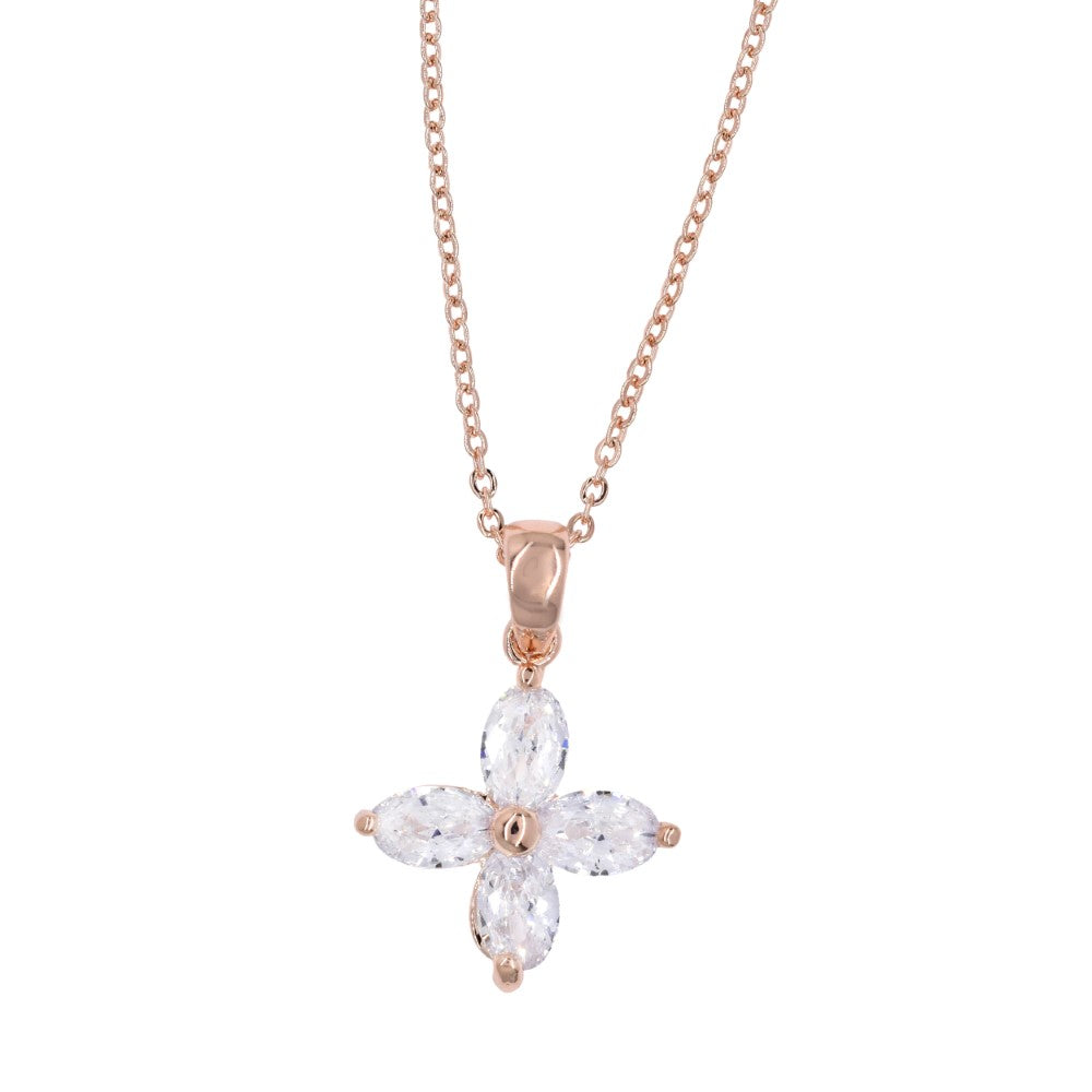 Premium cubic zirconia 4 petal flower necklace