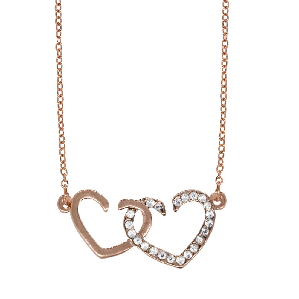 Premium cubic zirconia and plain open heart necklace