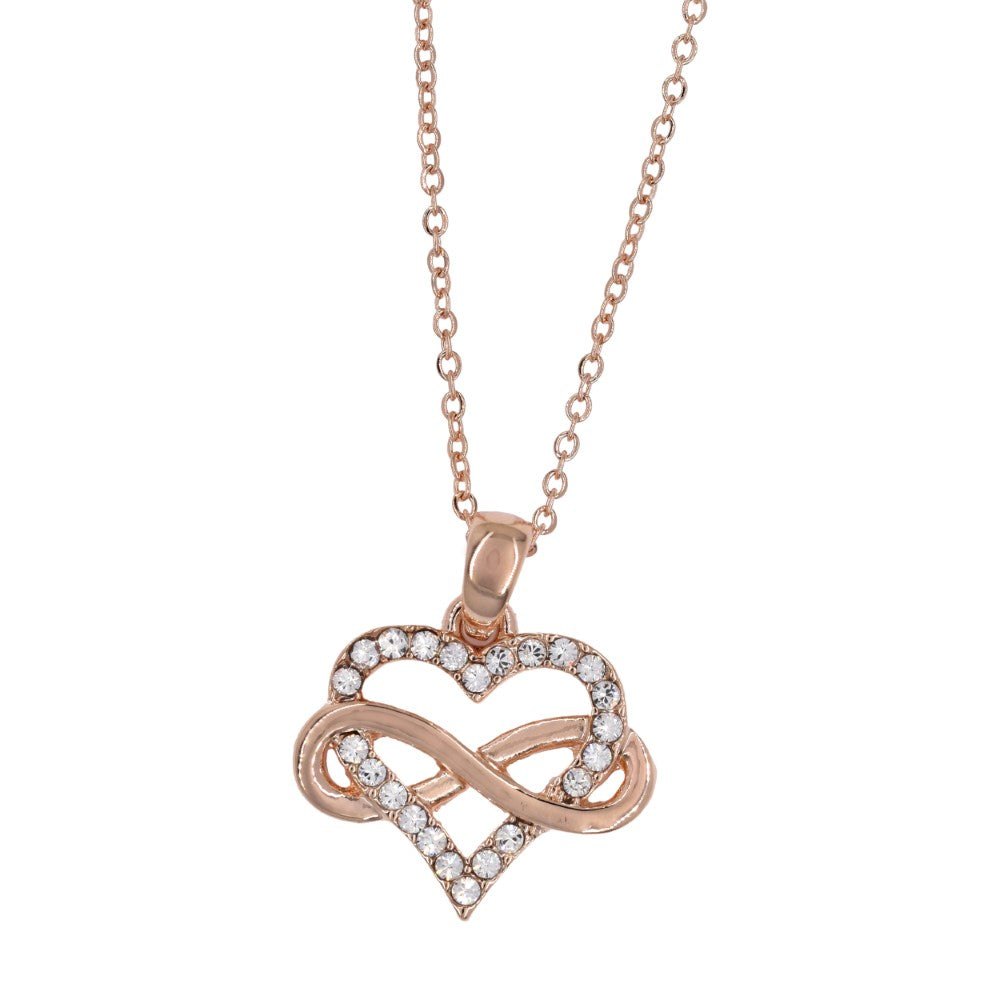 Premium cubic zirconia heart and linked plain infinity necklace