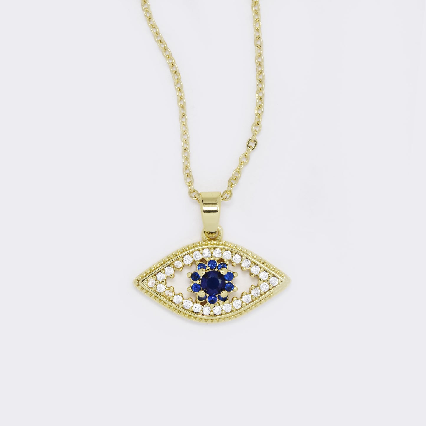 CZ eye necklace with flower iris - CZYP5754