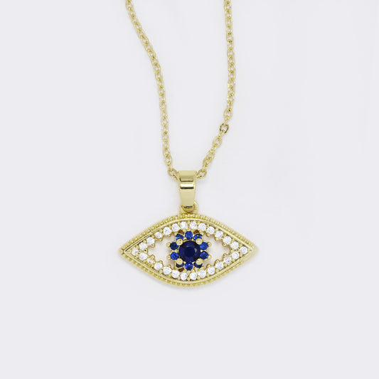 CZ eye necklace with flower iris - CZYP5754