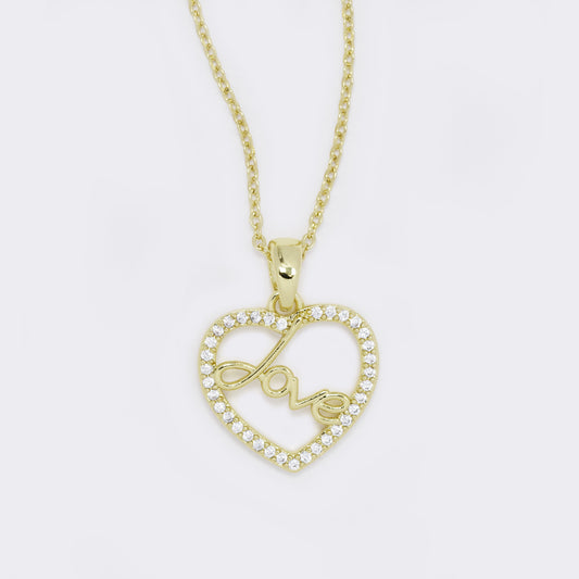 CZ love heart CZ necklace - CZYP5761