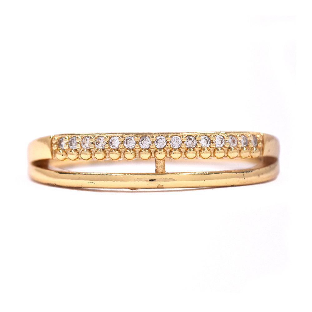 Premium double row cubic zirconia split scalloped eternity ring