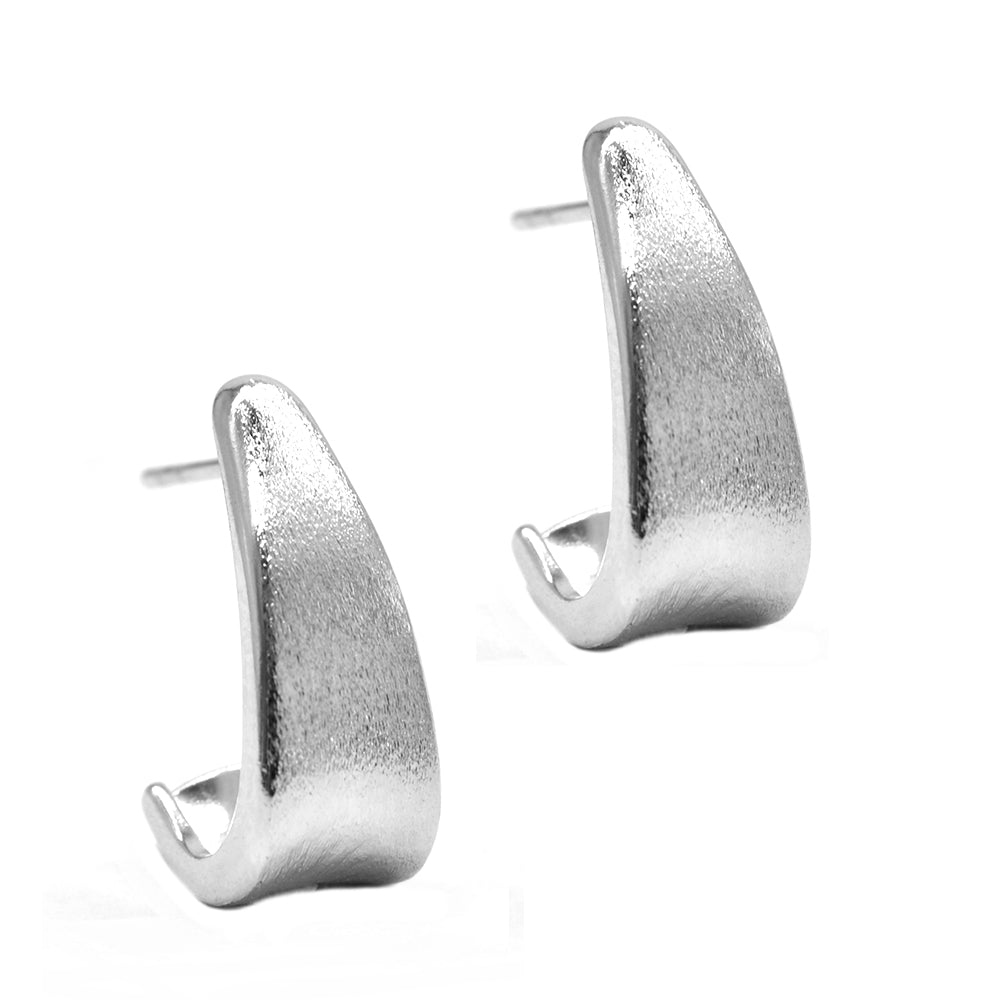 Premium rhodium matte half hoop earring