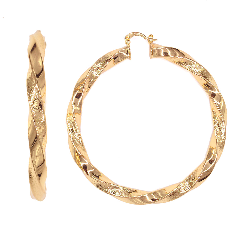 Premium 70mm gold twisted hoops