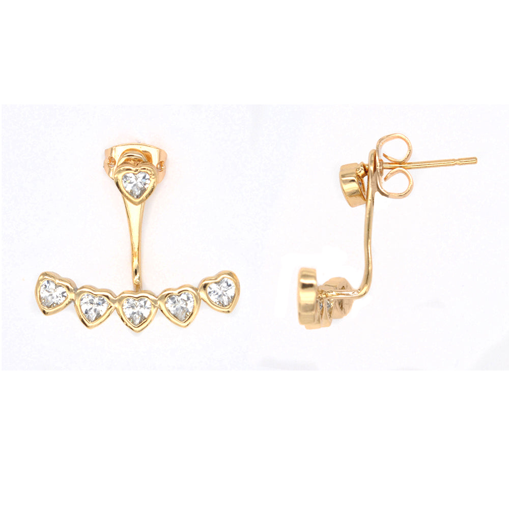 Premium cubic zirconia heart jacket earrings