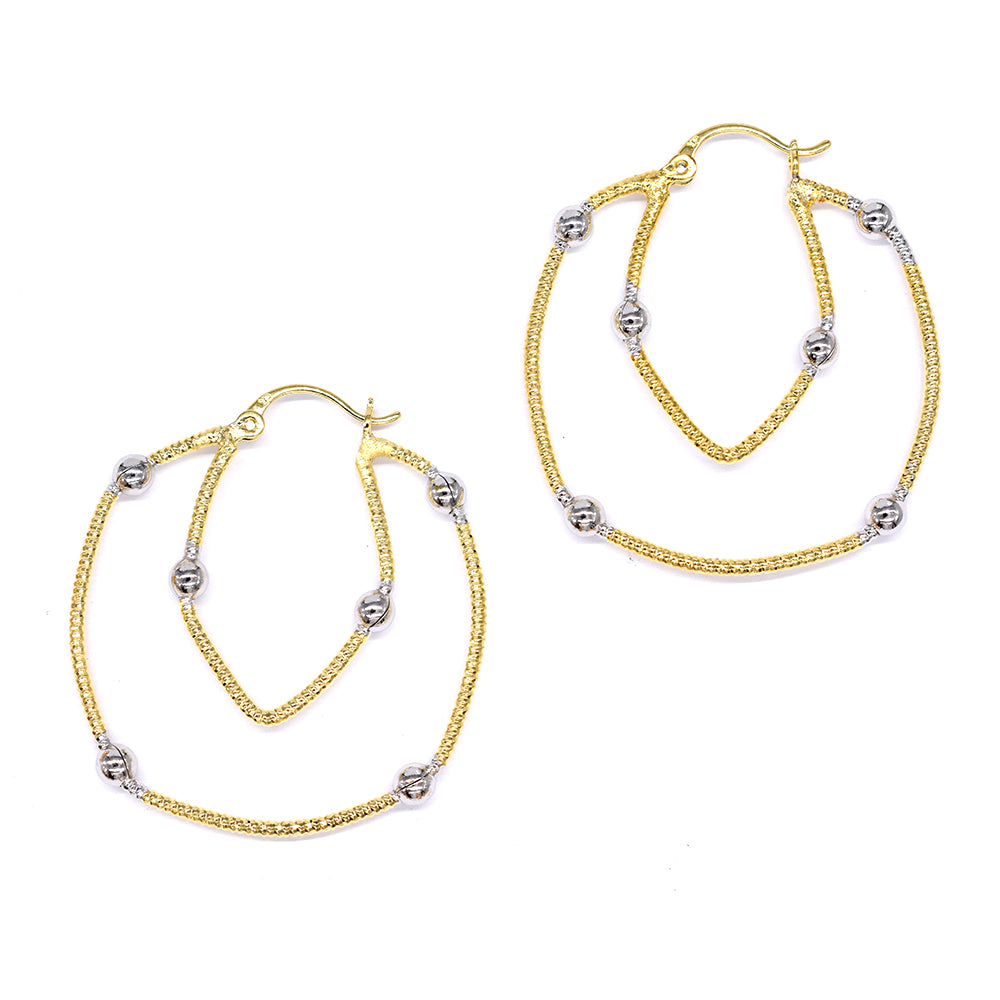 Premium gold geometric hoop with silver balls