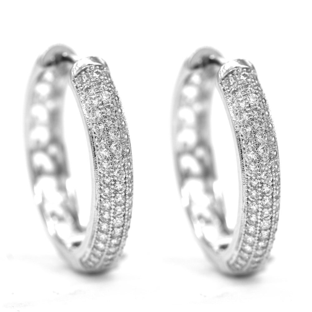 Premium silver plated cubic zirconia pave huggie earring