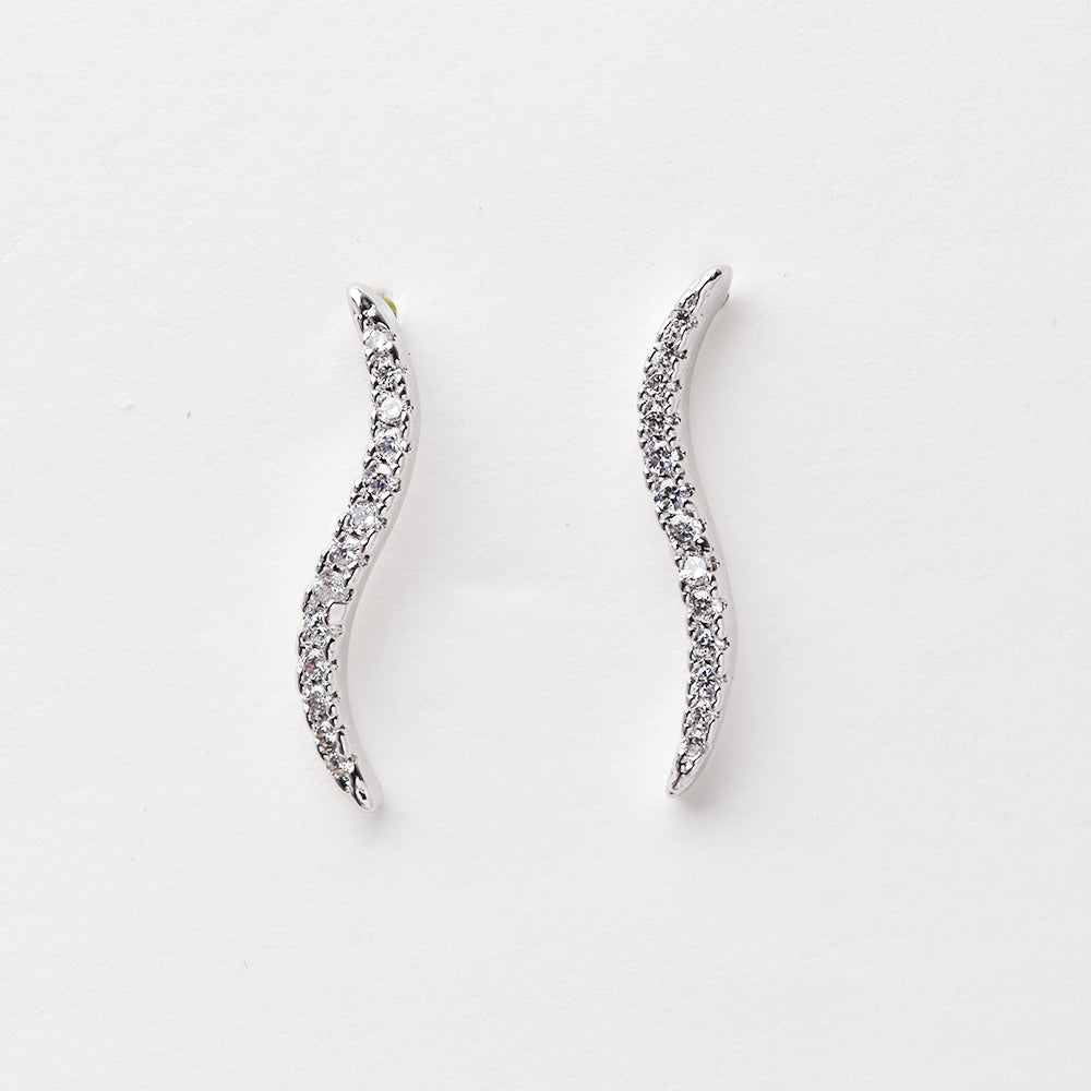 Premium cubic zirconia S curve stud earring