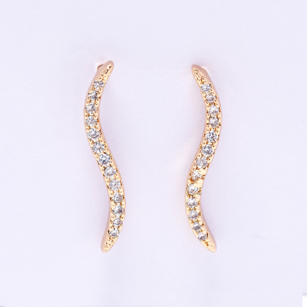 Premium cubic zirconia S curve stud earring