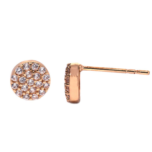 Premium rose gold plated cubic zirconia round stud earring - GFE7801