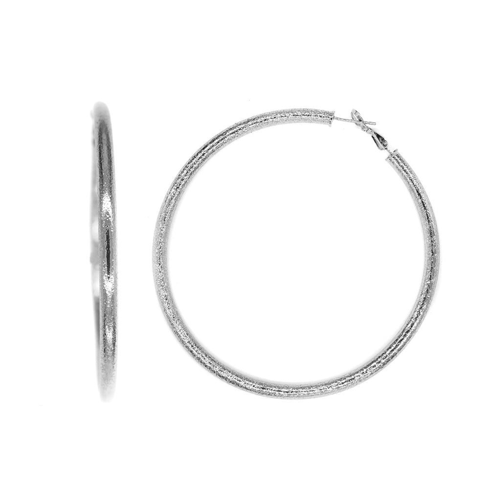 Premium iced silver hoop earrings