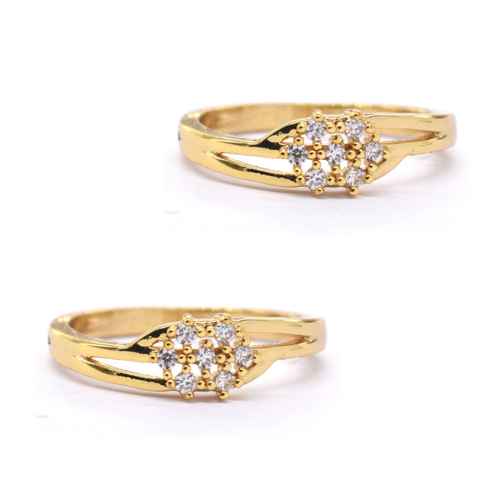 2 Pack premium gold plated clear diamond ring
